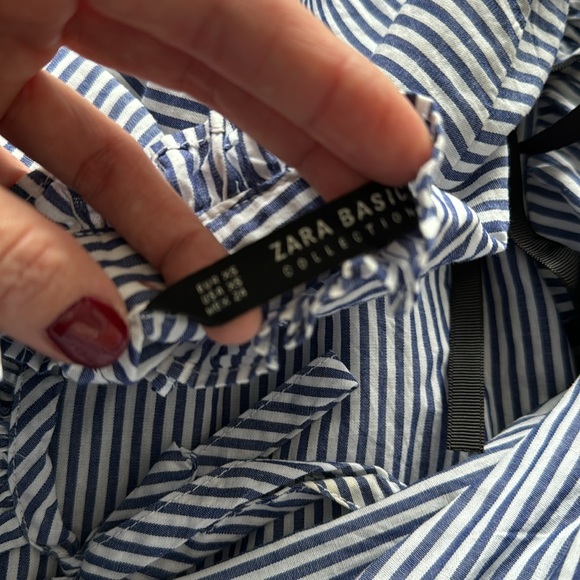 ZARA STRIPED SHIRT WITH RIBBONS XS - Picture 5 of 5